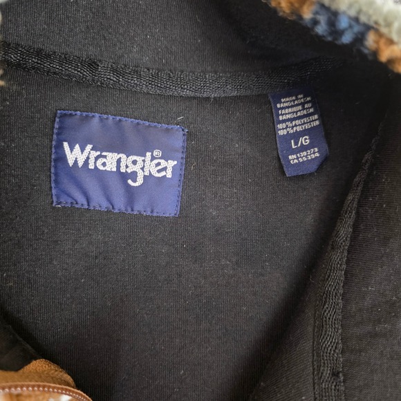 Wrangler Aztec Serpa Pullover Large Brown Blue Fleece 1/4 Zip Gorpcore Jacket - Picture 4 of 12